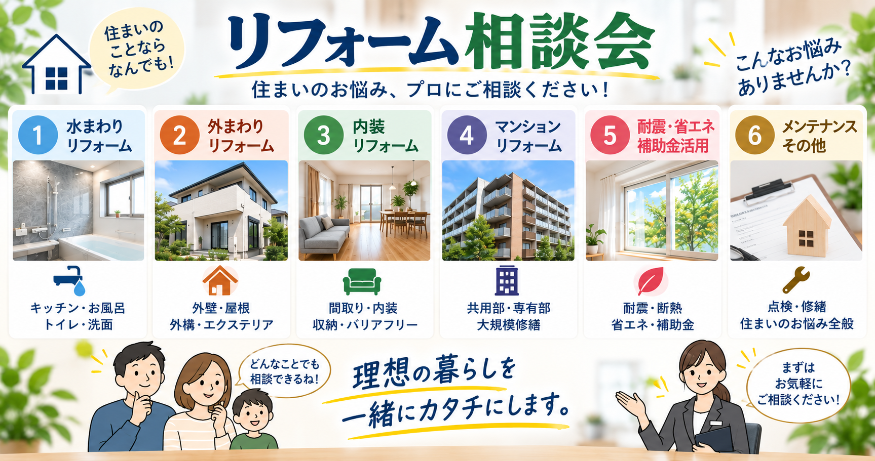 リフォーム相談・お悩み対応ジャンルインフォグラフィック